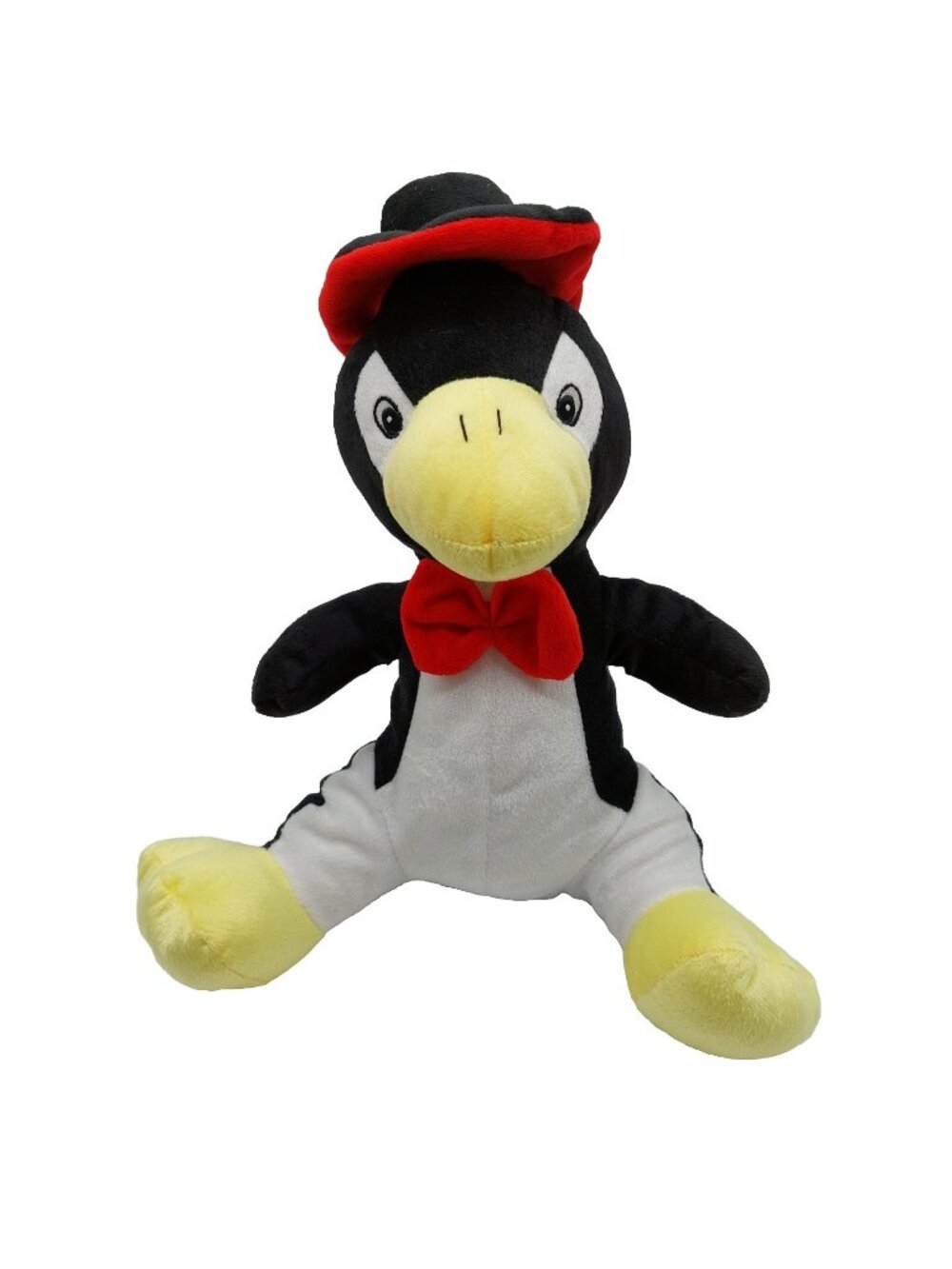 A & A Global Penguin Bird Black White Red Plush 12" Wearing Hat Sewn Eyes